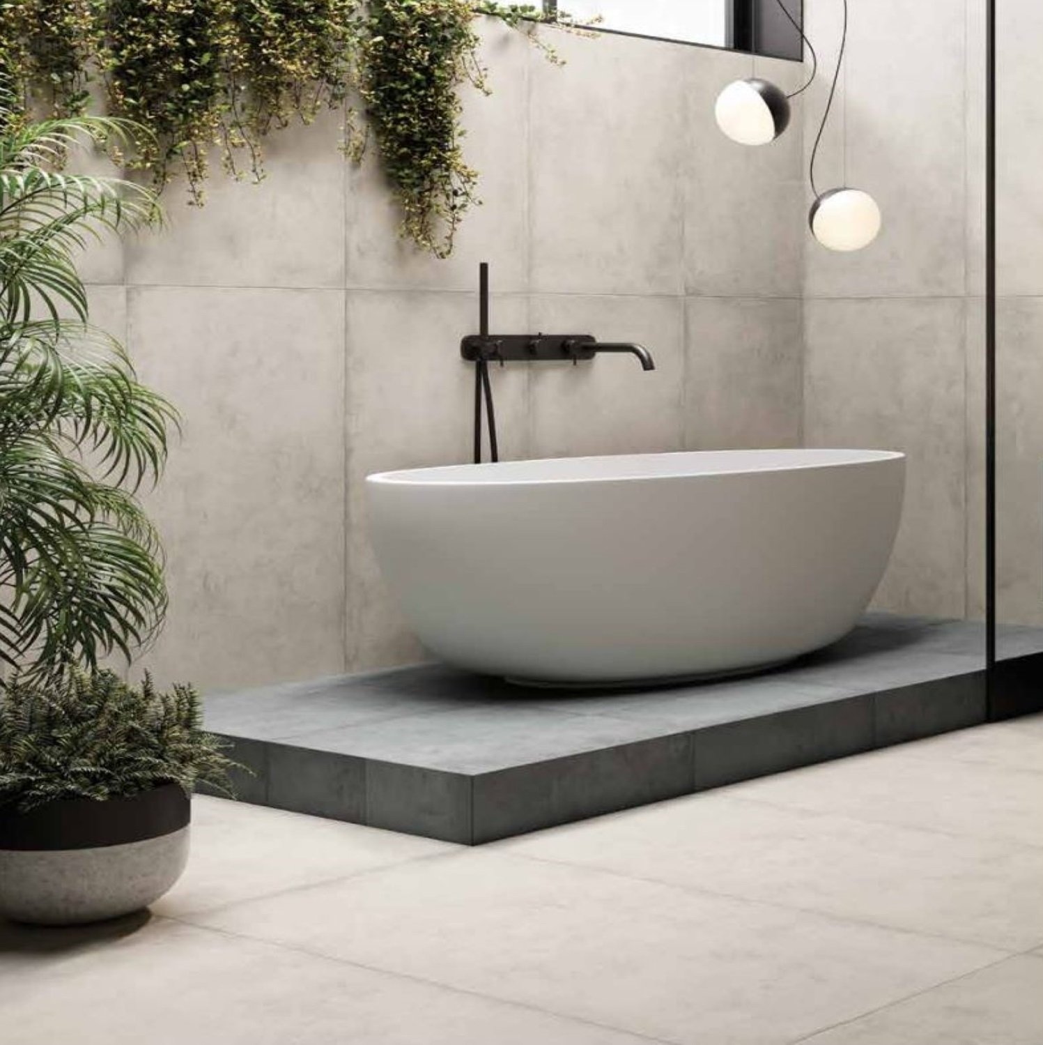#Koupelna #beton #Moderní styl #béžová #šedá #Extra velký formát #Matná dlažba #1500 a výše